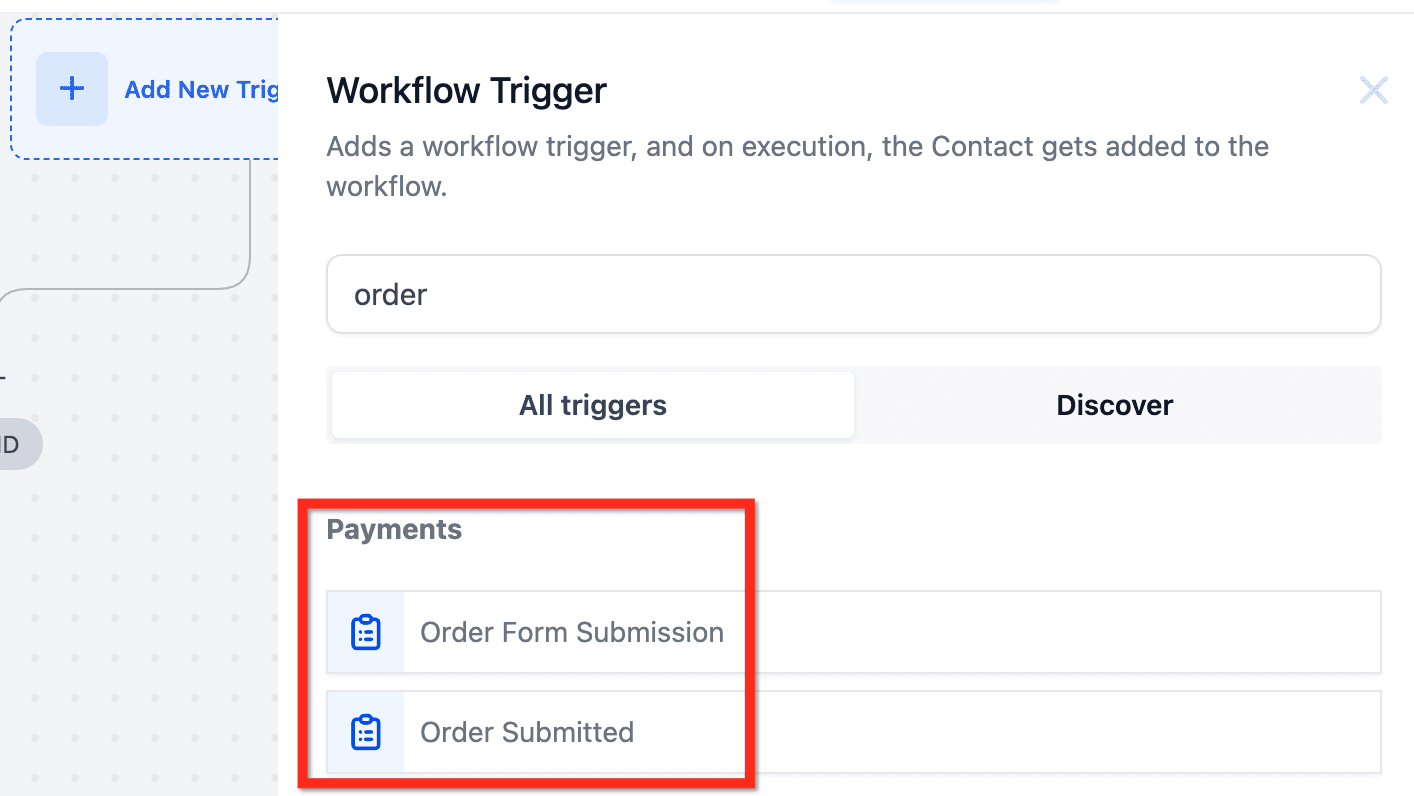 Schermata 1 — Workflow Trigger - Order Submitted vs Order Form Submission