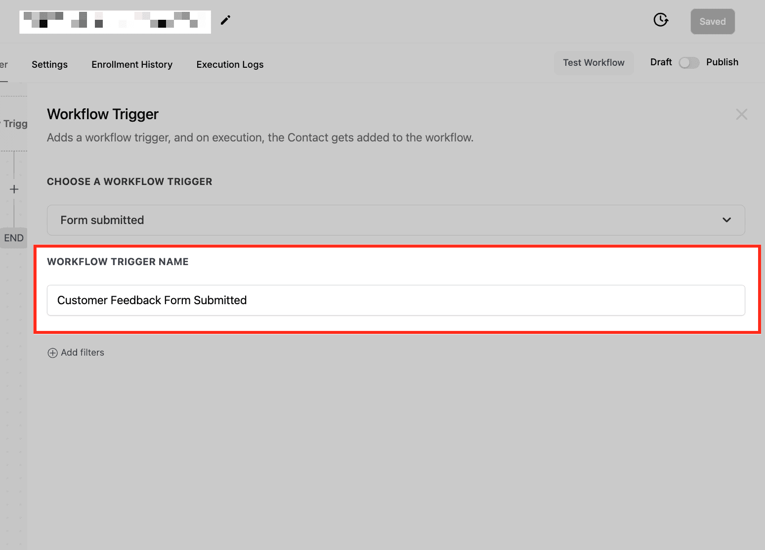 Schermata 2 — Workflow Trigger - Form Submitted