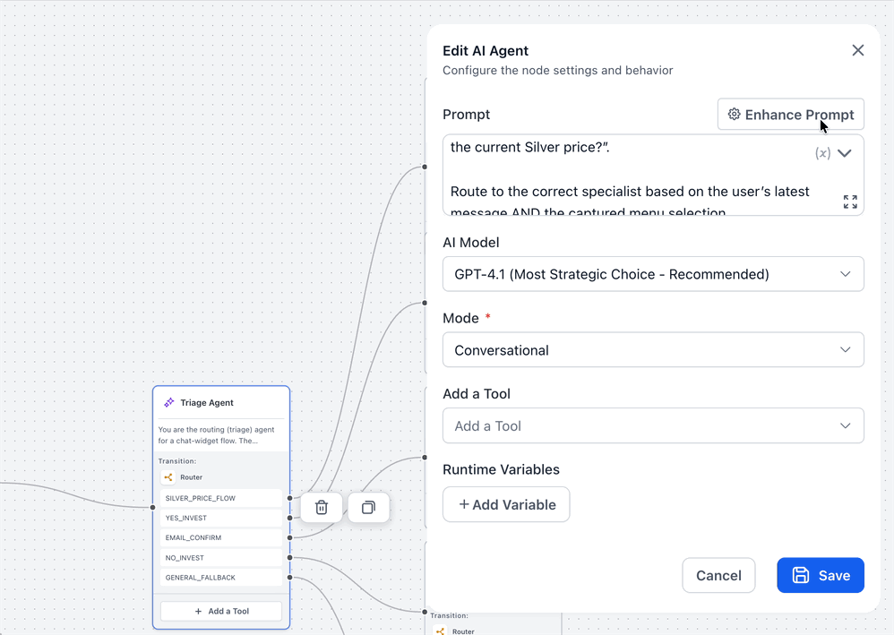 Schermata 4 — Come Costruire AI Agent più Intelligenti con il Nodo AI Agent in Agent Studio