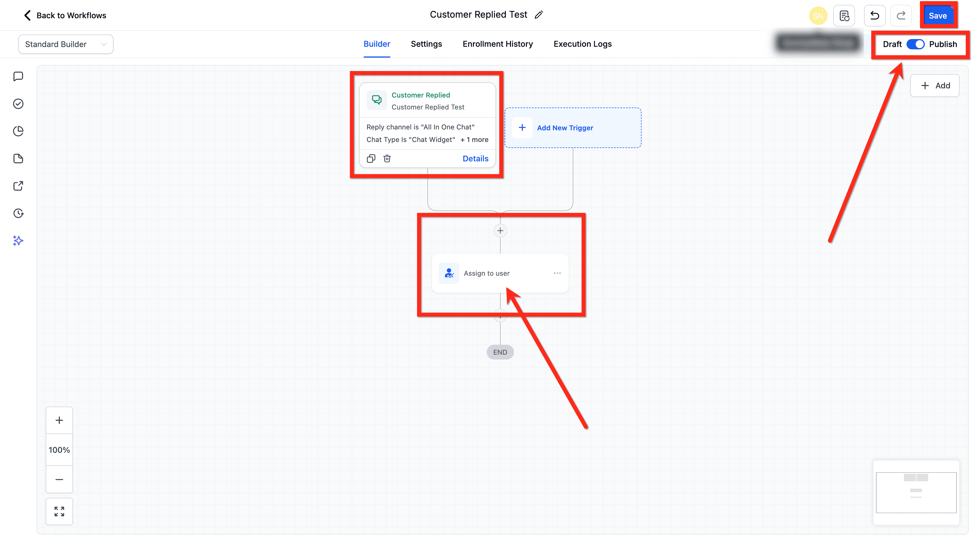 Schermata 8 — Workflow Trigger - Customer Replied