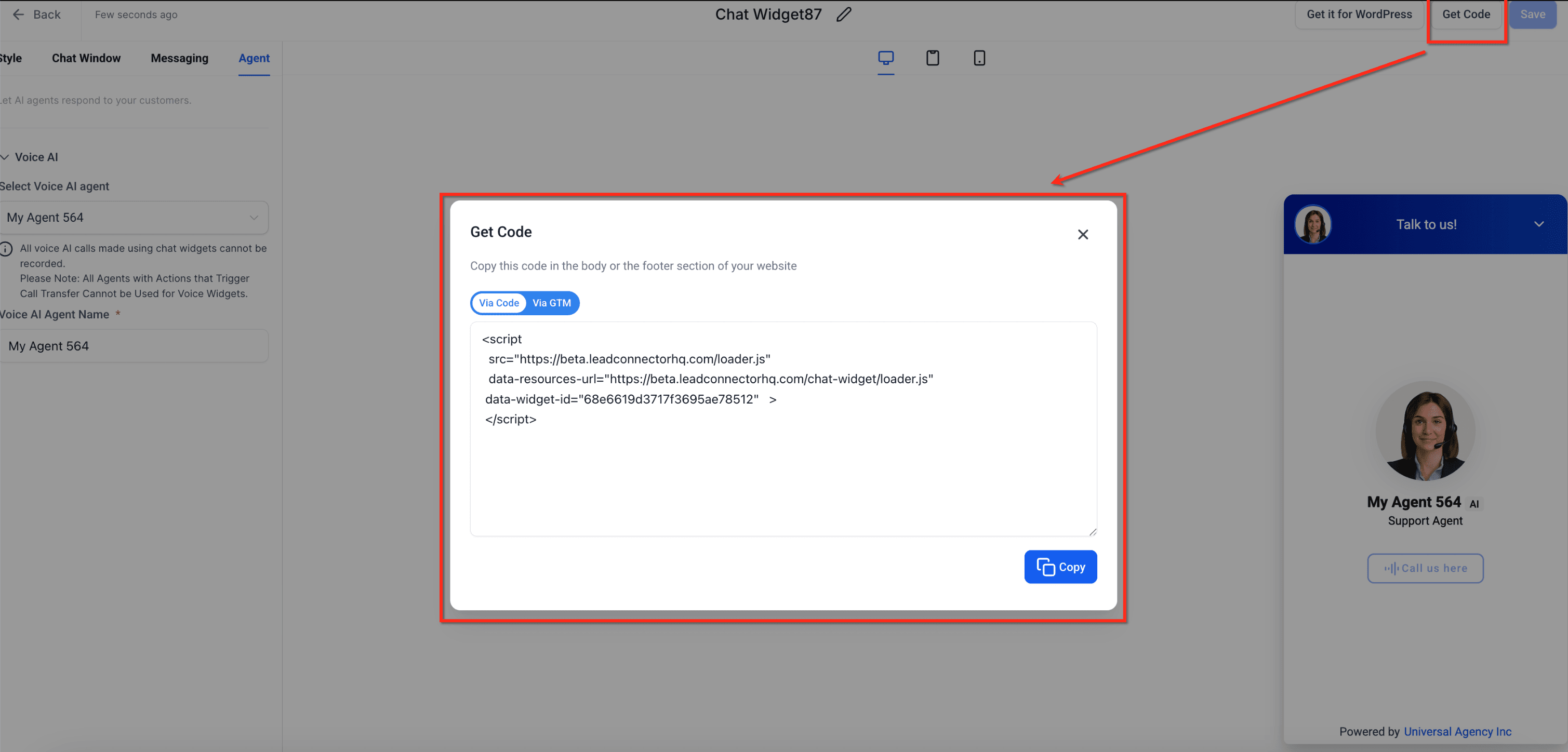 Schermata 6 — Chat Widget Voice AI