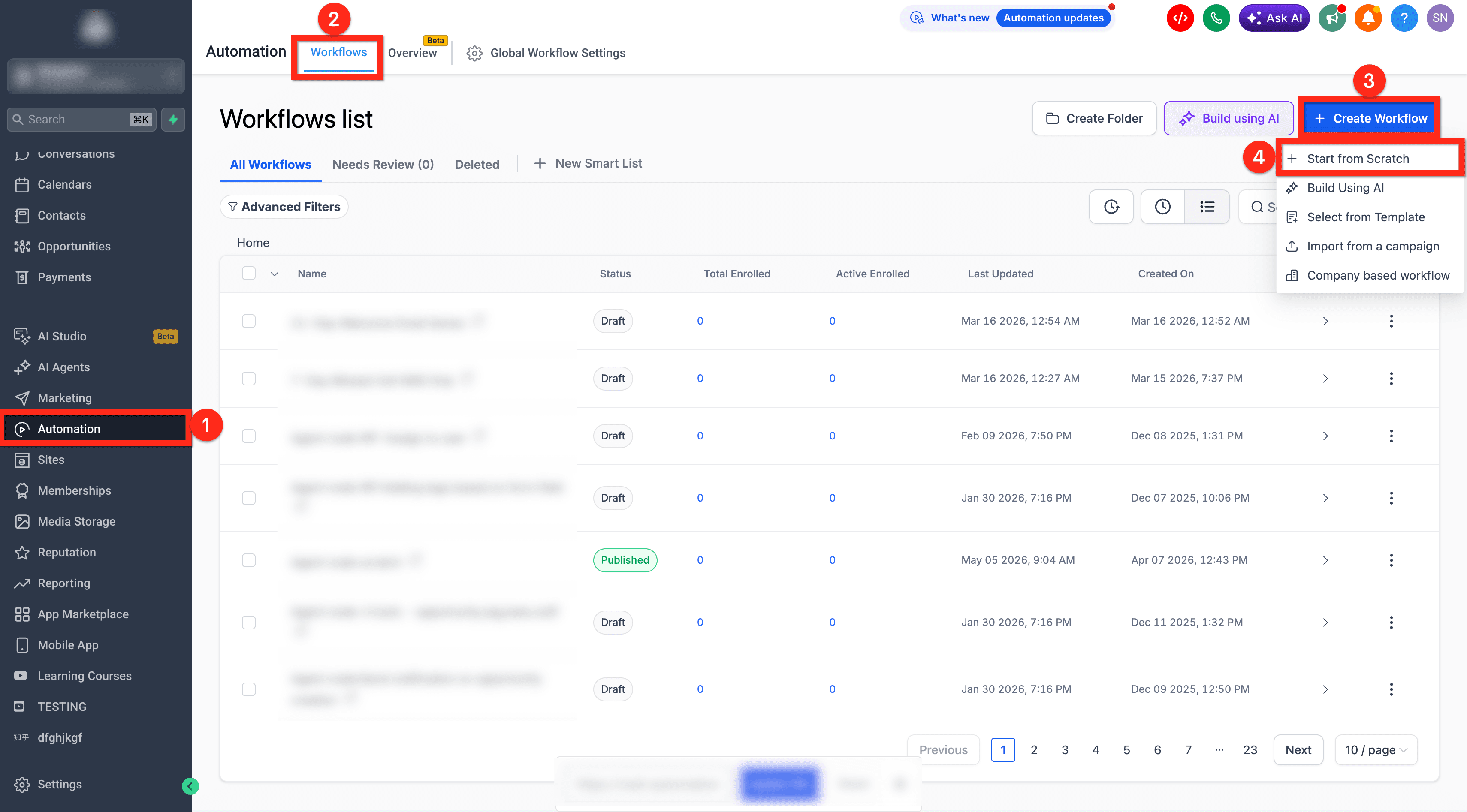 Schermata 1 — Azione Workflow - Wait
