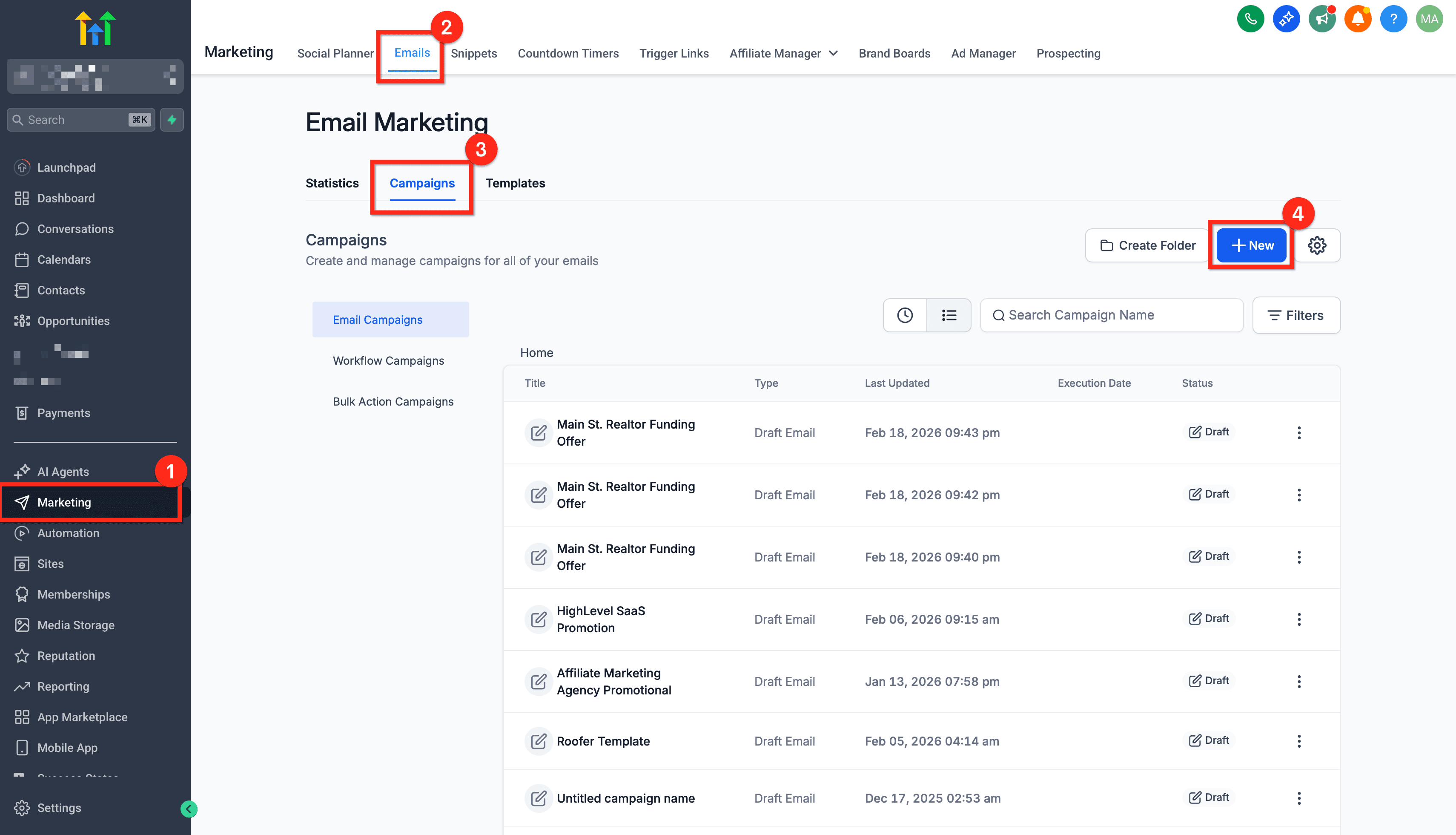 Schermata 1 — Allega file alle Campaign email nell'Email Builder
